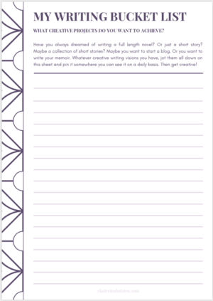 writing bucket list
